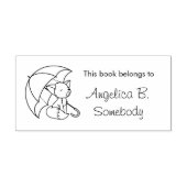 Cute Sleepy Little Fox onder Umbrella Bookplate Rubberstempel (Afrduk)