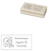 Cute Sleepy Little Fox onder Umbrella Bookplate Rubberstempel (Gestempeld)