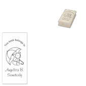 Cute Sleepy Little Fox onder Umbrella Bookplate Rubberstempel (Gestempeld)