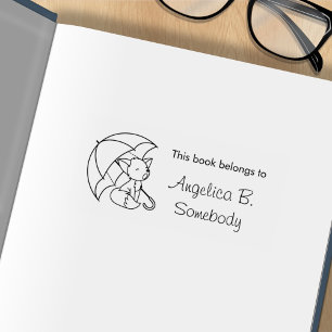 Cute Sleepy Little Fox onder Umbrella Bookplate Rubberstempel