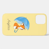Cute Sleepy Little Fox onder Umbrella Case-Mate iPhone Case (Achterkant (horizontaal))