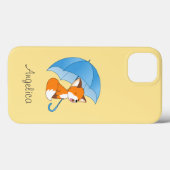 Cute Sleepy Little Fox onder Umbrella Case-Mate iPhone Case (Achterkant (horizontaal))