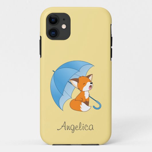 Cute Sleepy Little Fox onder Umbrella Case-Mate iPhone Case (Achterkant)
