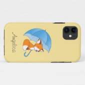 Cute Sleepy Little Fox onder Umbrella Case-Mate iPhone Case (Achterkant (horizontaal))