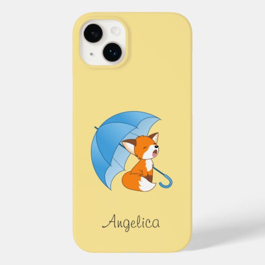 Cute Sleepy Little Fox onder Umbrella Case-Mate iPhone Case (Achterkant)