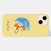Cute Sleepy Little Fox onder Umbrella Case-Mate iPhone Case (Achterkant (horizontaal))