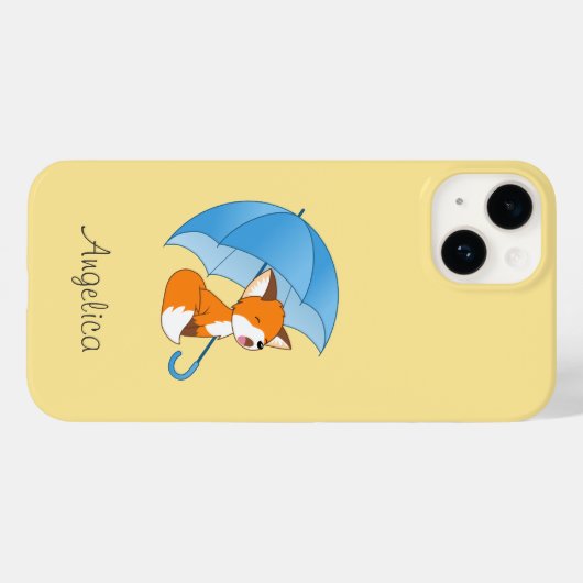 Cute Sleepy Little Fox onder Umbrella Case-Mate iPhone Case (Achterkant (horizontaal))