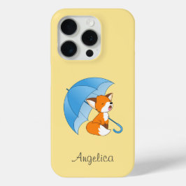 Cute Sleepy Little Fox onder Umbrella iPhone 15 Pro Case