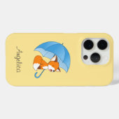 Cute Sleepy Little Fox onder Umbrella Case-Mate iPhone Case (Achterkant (horizontaal))