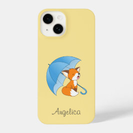 Cute Sleepy Little Fox onder Umbrella iPhone 14 Hoesje