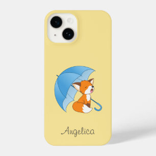Cute Sleepy Little Fox onder Umbrella iPhone 14 Hoesje