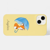 Cute Sleepy Little Fox onder Umbrella iPhone Hoesje (Achterkant horizontaal)