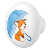 Cute Sleepy Little Fox onder Umbrella Keramische Knop (Rechts)