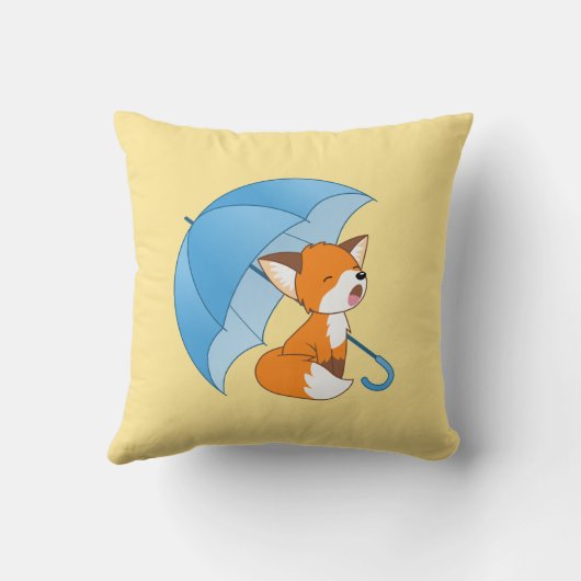 Cute Sleepy Little Fox onder Umbrella Kussen (Achterkant)