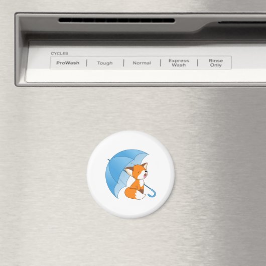 Cute Sleepy Little Fox onder Umbrella Magneet (Insitu (Vaatwasser))