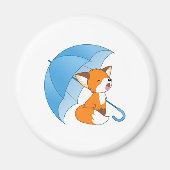 Cute Sleepy Little Fox onder Umbrella Magneet (Voorkant)