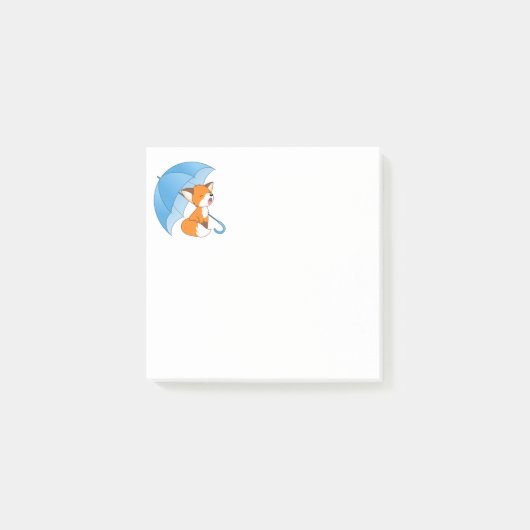Cute Sleepy Little Fox onder Umbrella Post-it® Notes (Voorkant)