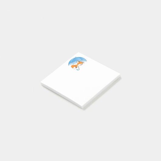 Cute Sleepy Little Fox onder Umbrella Post-it® Notes (Schuin)