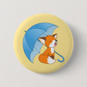 Cute Sleepy Little Fox onder Umbrella Ronde Button 5,7 Cm (Voorkant)