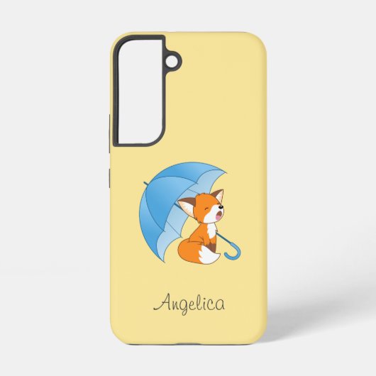 Cute Sleepy Little Fox onder Umbrella Samsung Galaxy Hoesje (Achterkant)