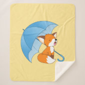 Cute Sleepy Little Fox onder Umbrella Sherpa Deken (Voorkant)