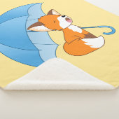Cute Sleepy Little Fox onder Umbrella Sherpa Deken (3/4)