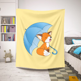 Cute Sleepy Little Fox onder Umbrella Sherpa Deken