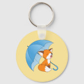 Cute Sleepy Little Fox onder Umbrella Sleutelhanger (Voorkant)