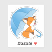 Cute Sleepy Little Fox onder Umbrella Sticker (Vel)