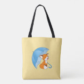 Cute Sleepy Little Fox onder Umbrella Tote Bag (Achterkant)