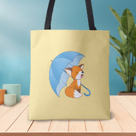 Cute Sleepy Little Fox onder Umbrella Tote Bag