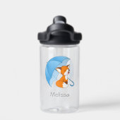 Cute Sleepy Little Fox onder Umbrella Waterfles (Achterkant)