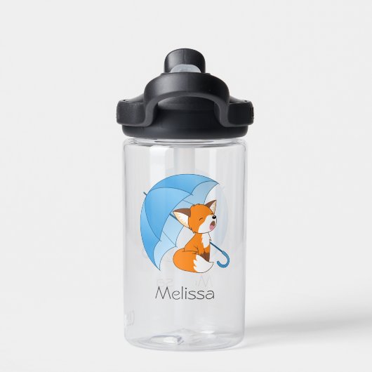 Cute Sleepy Little Fox onder Umbrella Waterfles (Achterkant)