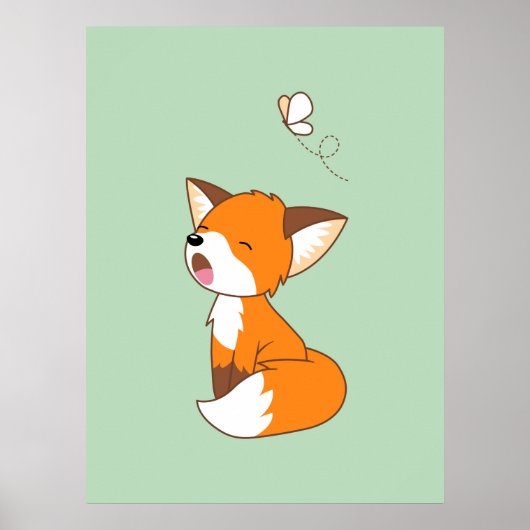 Cute Sleepy Little Fox Poster (Voorkant)
