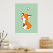 Cute Sleepy Little Fox Poster (Keuken)