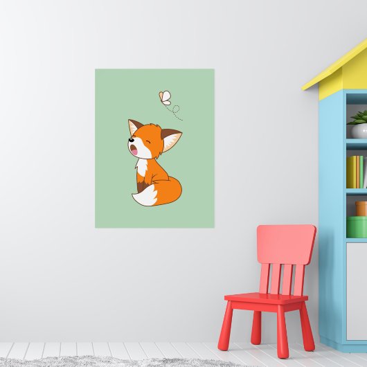 Cute Sleepy Little Fox Poster (Kinderkamer 1)