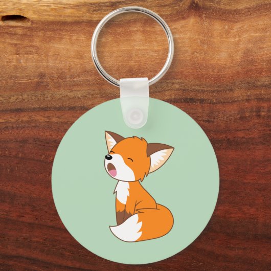 Cute Sleepy Little Fox Sleutelhanger (Achterkant)