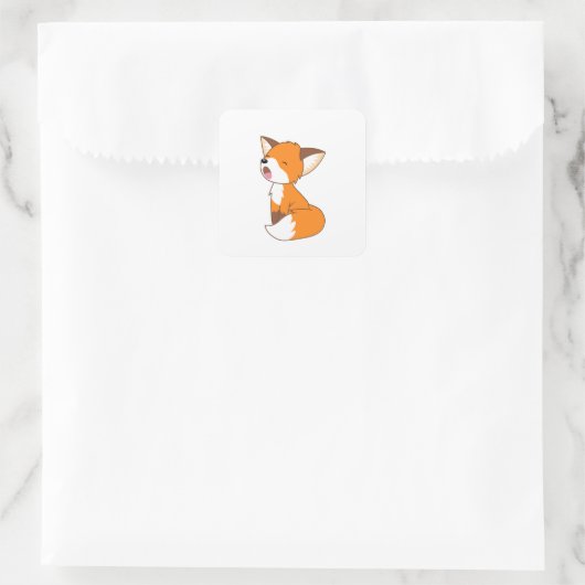Cute Sleepy Little Fox Vierkante Sticker (Tas)
