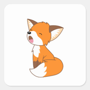 Cute Sleepy Little Fox Vierkante Sticker