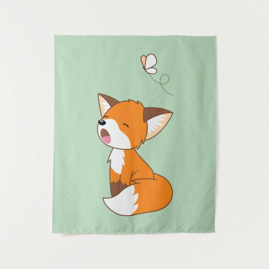 Cute Sleepy Little Fox Wandkleed (Voorkant)