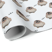 Cute Sleepy Owl Pattern Wrapping Paper Cadeaupapier (Rol Hoek)