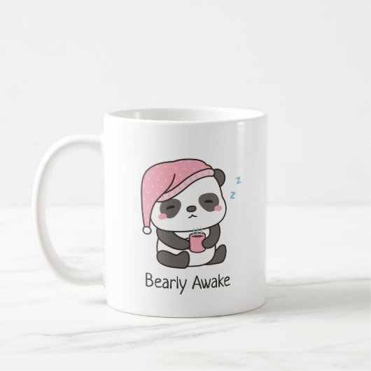 Cute Sleepy Panda Bearly Awake Humor mok (Links)
