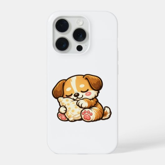 Cute Sleepy Puppy with Pillow iPhone Hoesje (Achterkant)