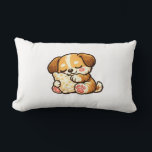 Cute Sleepy Puppy with Pillow Kussen<br><div class="desc">Adorable kawaii puppy cuddling a cozy pillow. Perfect cute design for dog lovers and cozy vibes.</div>