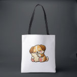 Cute Sleepy Puppy with Pillow Tote Bag<br><div class="desc">Adorable kawaii puppy cuddling a cozy pillow. Perfect cute design for dog lovers and cozy vibes.</div>