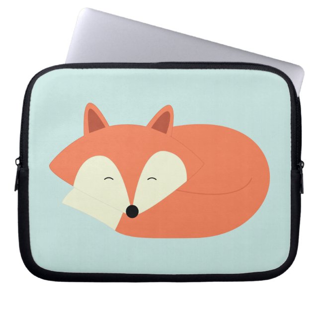 Cute Sleepy Red Fox Laptop Sleeve (Voorkant)