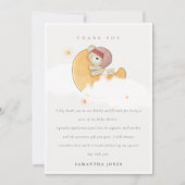 Cute Sleepy Roze Beer boven Moon Girl Baby shower Bedankkaart (Voorkant)