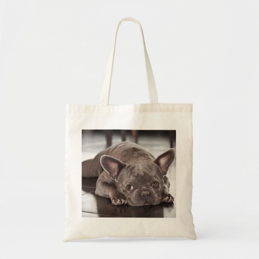 Cute Sleepy Sad Eyes French Bulldog Foto Tote Bag (Voorkant)