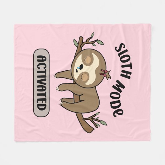 Cute Sleepy-sleufmodus Fleece Deken (Voorkant (Horizontaal))