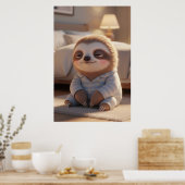 Cute Sleepy Sloth Pajamas Art Poster (Keuken)